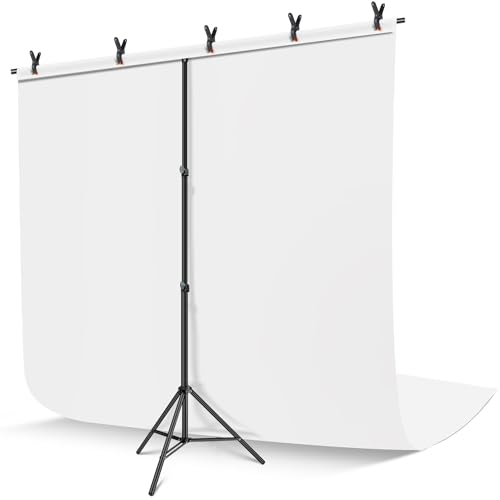 Portable Green Screen Backdrop Kit 6.3 x 6.5 ft, Green Screen Stand for Streaming, Greenscreen Background with Adjustable Photo Backdrop Stand for Photography,Zoom with Carrying Case and 5 Clips