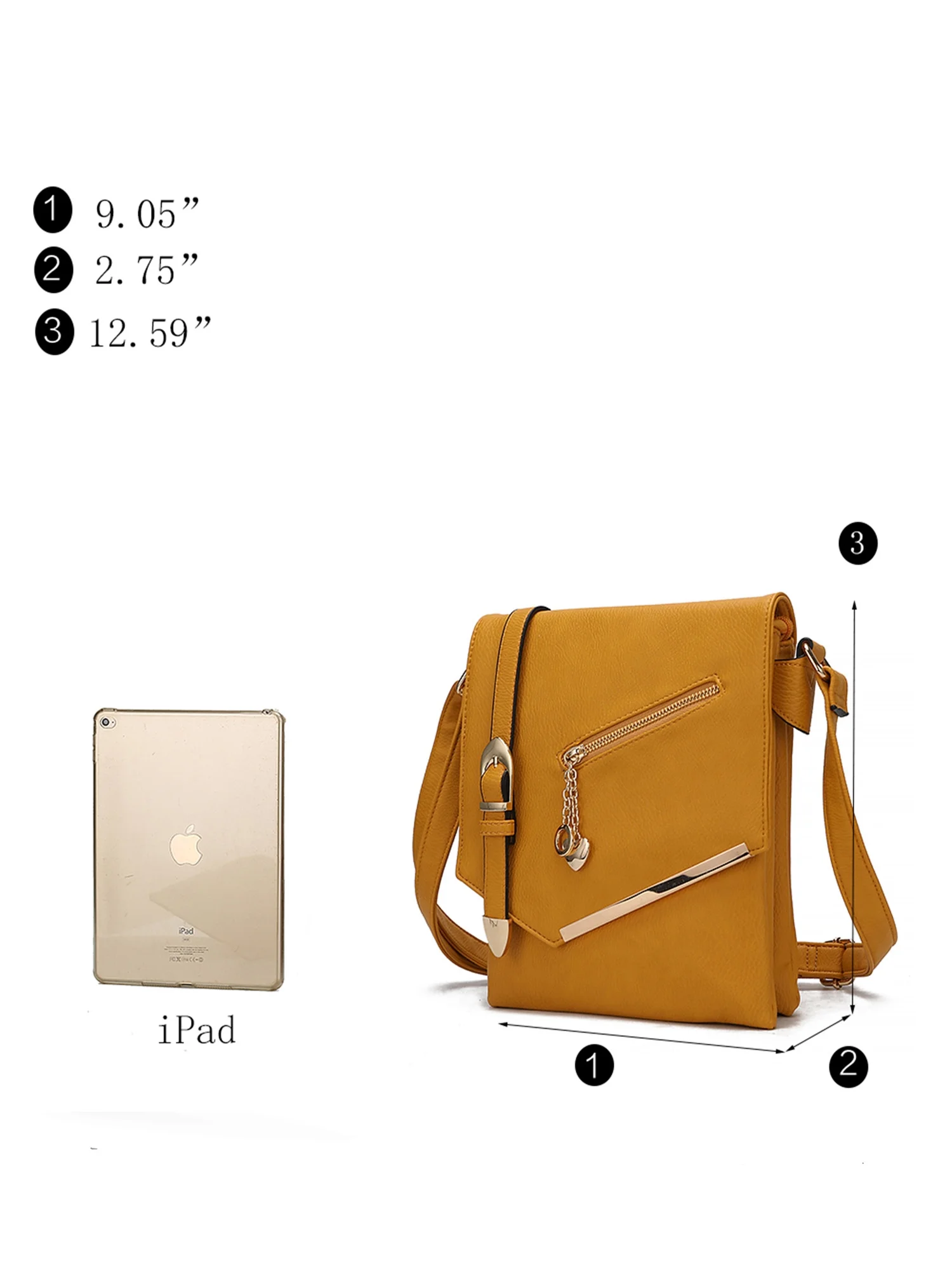 MKF Collection Women's Jasmine Vegan Leather Flap Top Crossbody Bag by Mia K., Mustard