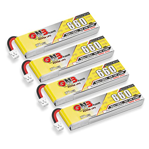 Crazepony 660mAh 1S LiPo Battery, 4PCS 3.8V LiHV Batteries 90C/180C JST-PH2.0 Connector for Eachines Trashcan Emax Tinyhawk Freestyle II Snapper7 Mobula7 75mm Micro FPV Racing Drone