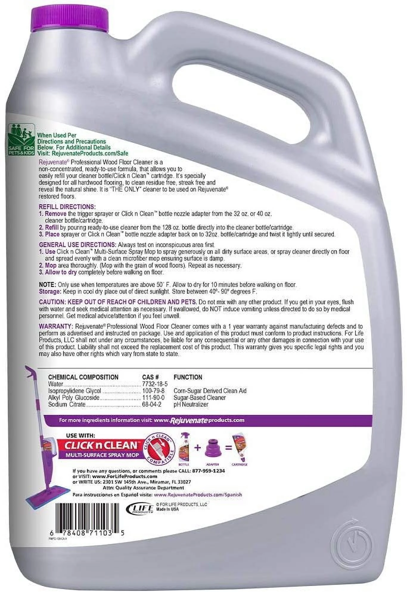 Rejuvenate High-Performance Professional Hardwood Floor Cleaner Streak-Free Formula Eliminates The Toughest Dirt and Grime with Little Effort 128oz