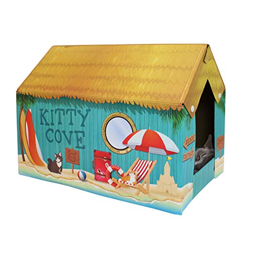 Christmas Cat House & Cat Scratcher w/Bonus Catnip Included