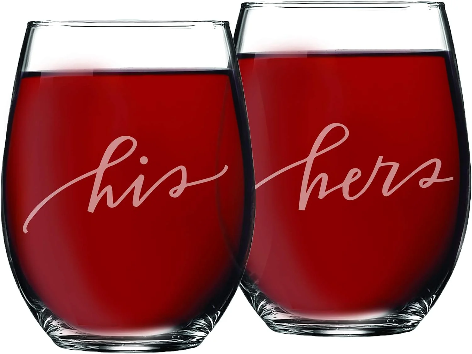 His And Hers Stemless Wine Glasses Gift Set Of 2