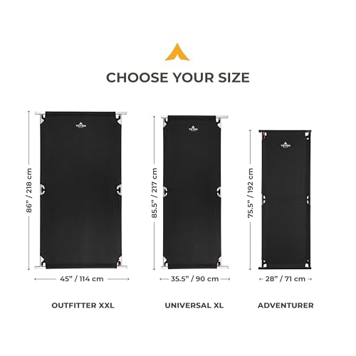 Teton Camping Cot with Patented Pivot Arm, Folding Camping Cot, Durable Heavy Duty Canvas, Comfortable Sleeping Bed for Adults, Portable