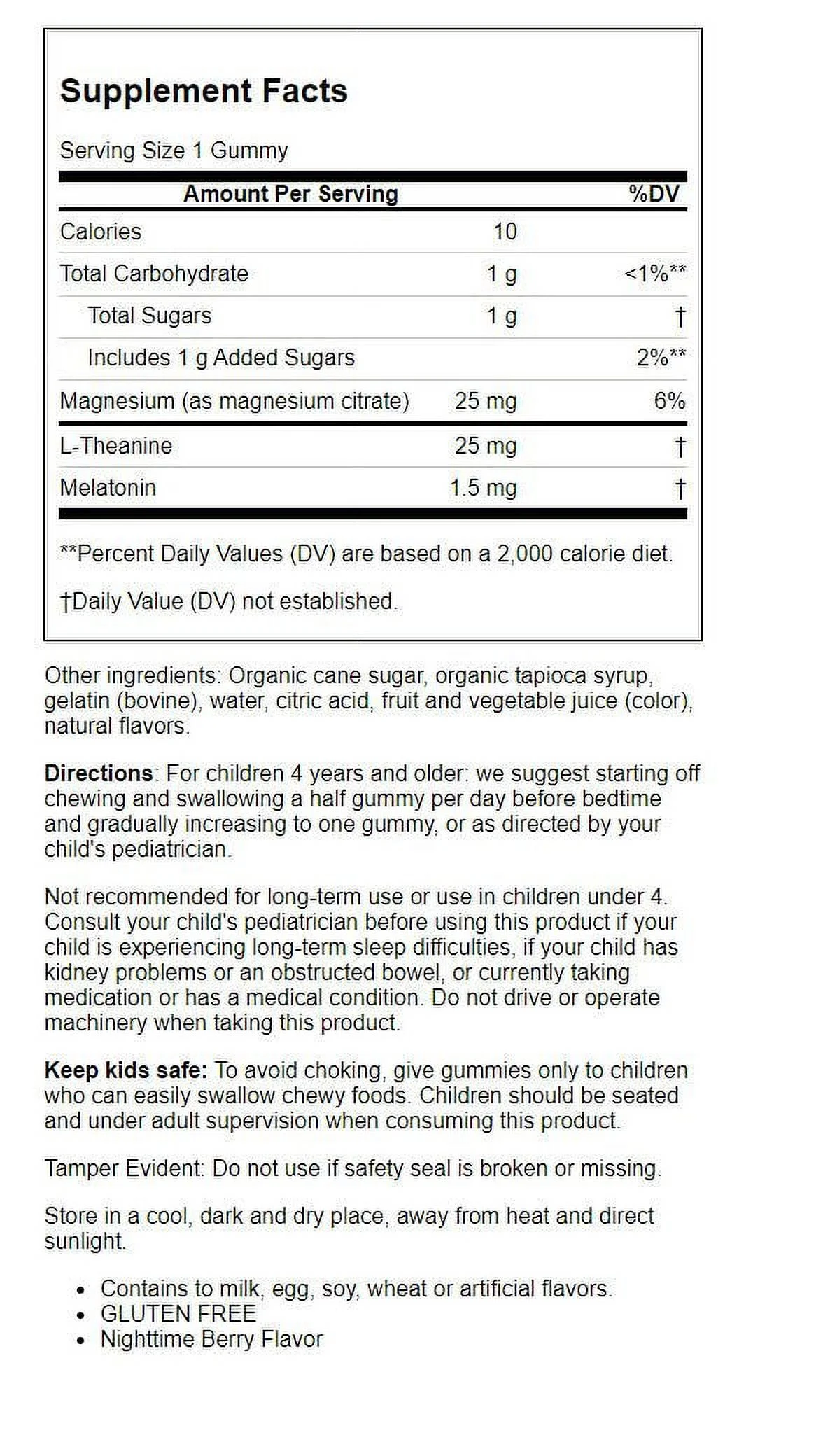 Natural Vitality Calm Kids Magnesium Supplement Gummies, Nighttime Berry, 60 Count