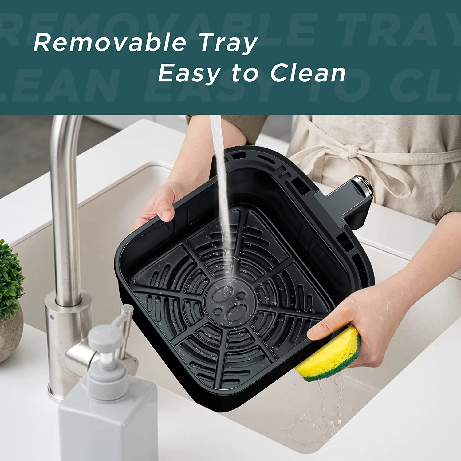 HAUSHOF 5.8QT Air Fryer Small Oven, Digital Oil-Less Cooker 1450W Airfryer, 8 Presets Cooking Functions, Time & Temperature Control, with Nonstick Tray, Black