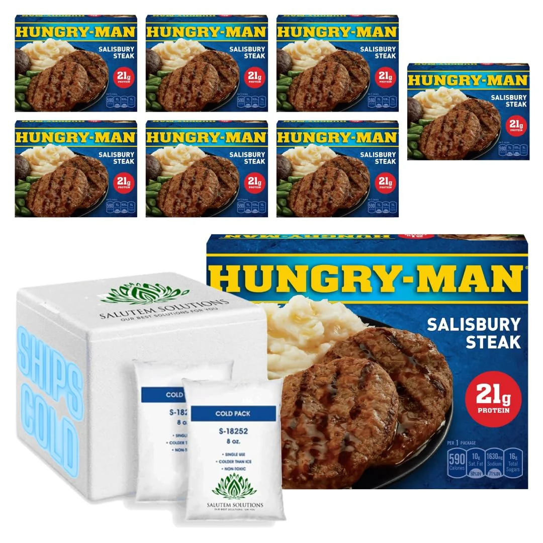 Hungry-Man Salisbury Steak Frozen Dinner, 16 oz - Pack of 8