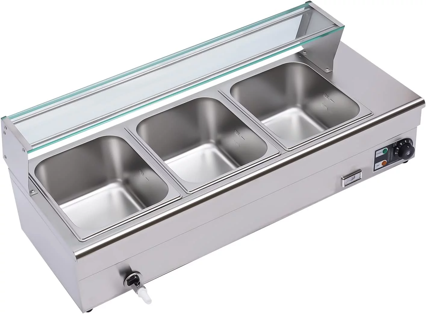 Miumaeov 3 Pans 1200W Food Warmer Buffet Wet Heat Catering Restaurant Temperature Control