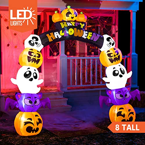 Joiedomi 8 FT Cute Halloween Inflatables Pumpkin Archway Outdoor Decoration, Archway Halloween Blow Up for Yard with Build-in LED Lights, Inflatable Arch Yard Outside Pumpkin Decor for Party, Garden