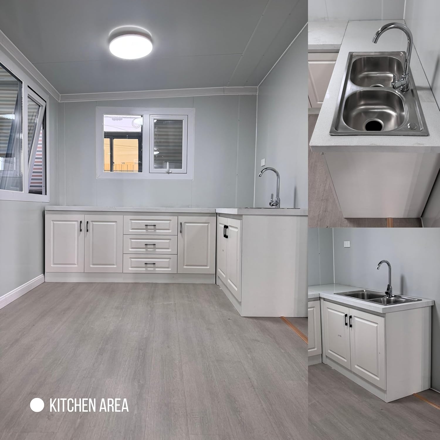 Tiny 20ft Prefab White House | Expandable Modern house to Live in with 2 Bedroom 1 Living room 1 bathroom and 1 kitchen