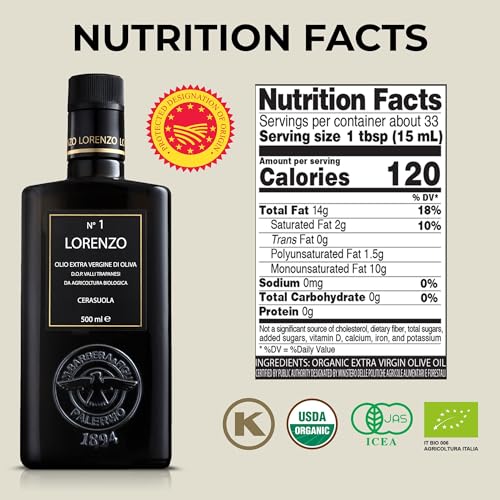 Barbera Lorenzo # 1 Organic Sicilian Extra Virgin Olive Oil. D.O.P Valli Trapanesi, 16.9-Ounce