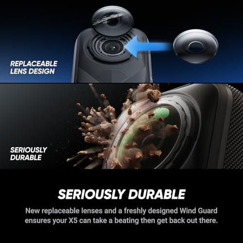 Insta360 X5 Essentials Bundle - Waterproof 8K 360° Action Camera, Leading Low Light, Invisible Selfie Stick Effect, Rugged and Replaceable Lens, 3-Hour Battery, Built-in Wind Guard, Stabilization