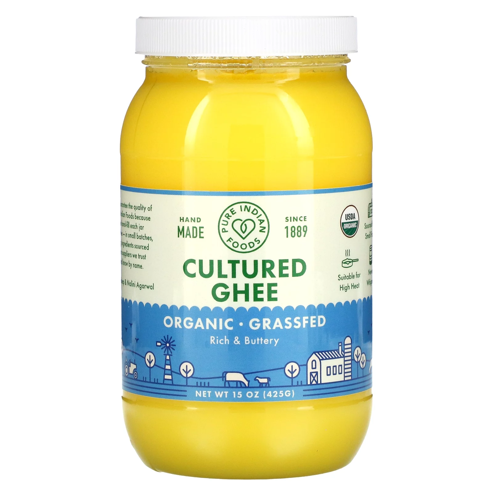 Pure Indian Foods, Organic & Grass-Fed Cultured Ghee, 15 oz Pack of 2