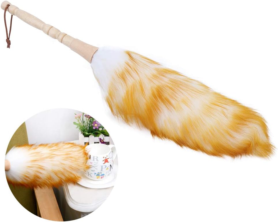 Soft Duster NonStatic, Duster Brush Duster Soft Wool Duster Dust Cleaner with Wooden Handle Household Furniture Tool