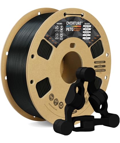 OVERTURE PETG 3D Printer Filament 1.75mm, Neatly Wound Durable PETG 2kg Spool (4.4lbs), Strong Toughness Filament, Dimensional Accuracy +/- 0.02mm, Fit Most FDM Printers (Black (2-Pack))