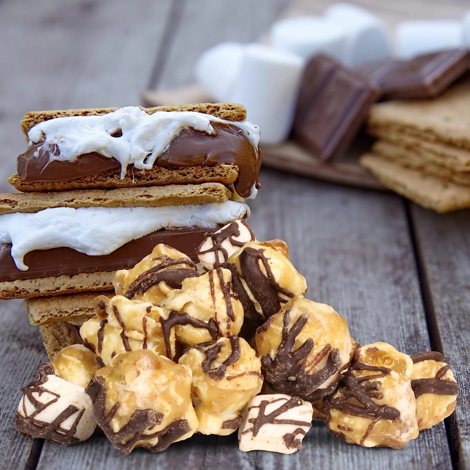 Chocolate S'mores Popcorn By Its Delish, 8 Oz Bulk Bag, Caramelized With Chocolate And Marshmallows Corn Snack - Dairy-Free, Kosher