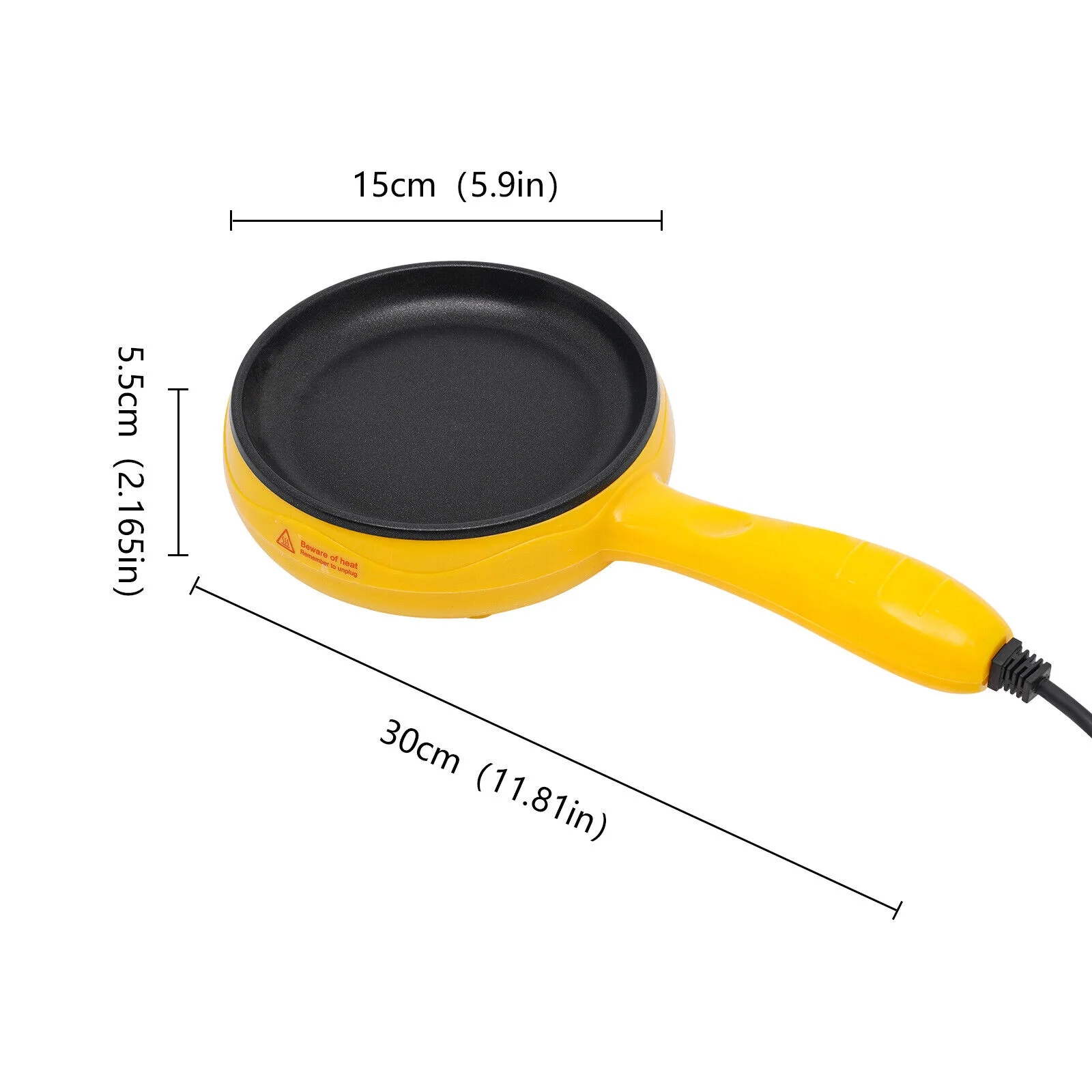 6-inch Electric Skillet, Non-Stick Electric Skillet, Yellow Mini Frying Pan