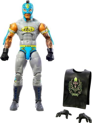 Mattel WWE Elite Collection Top Picks Action Figure & Accessories Set, Rey Mysterio 6-inch Collectible with Articulation & Interchangeable Parts