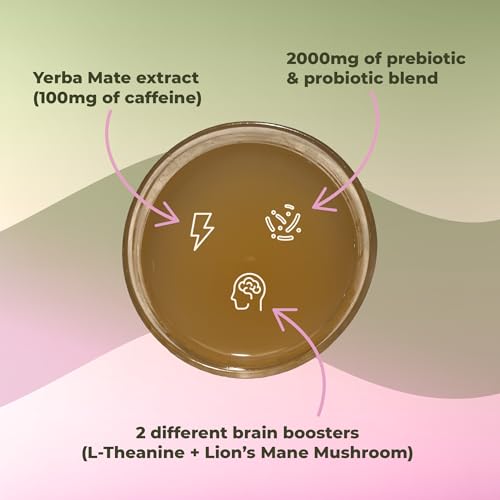 Yerba Mate Instant Tea Powder, 3-in-1 Super Drink - Clean Energy, Brain Fog Buster, and Gut Health Powered by Nootropics, Prebiotics and Probiotics | Yerba Magic Pina Colada 30 Servings