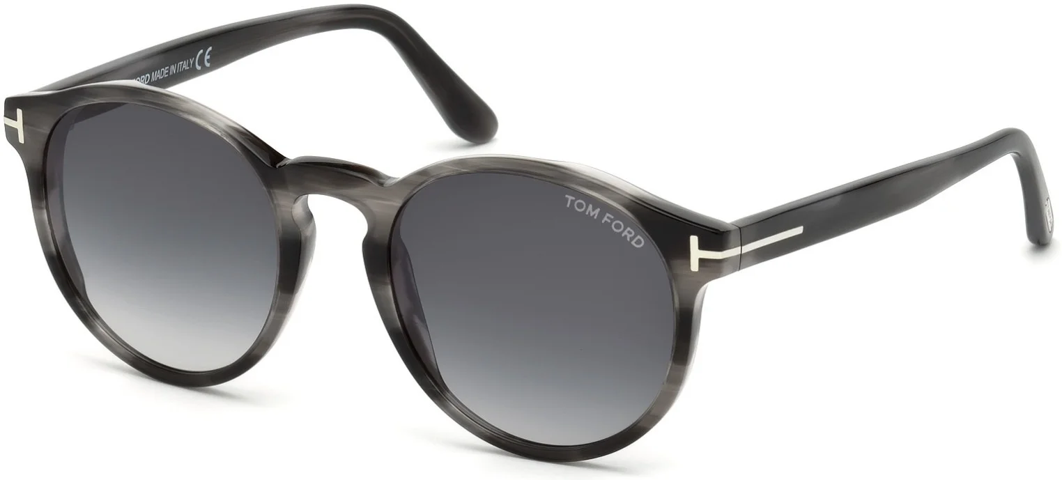 Sunglasses Tom Ford FT 0591 Ian- 02 20B Shiny Striped Grey, Palladium T Logo/ Gr