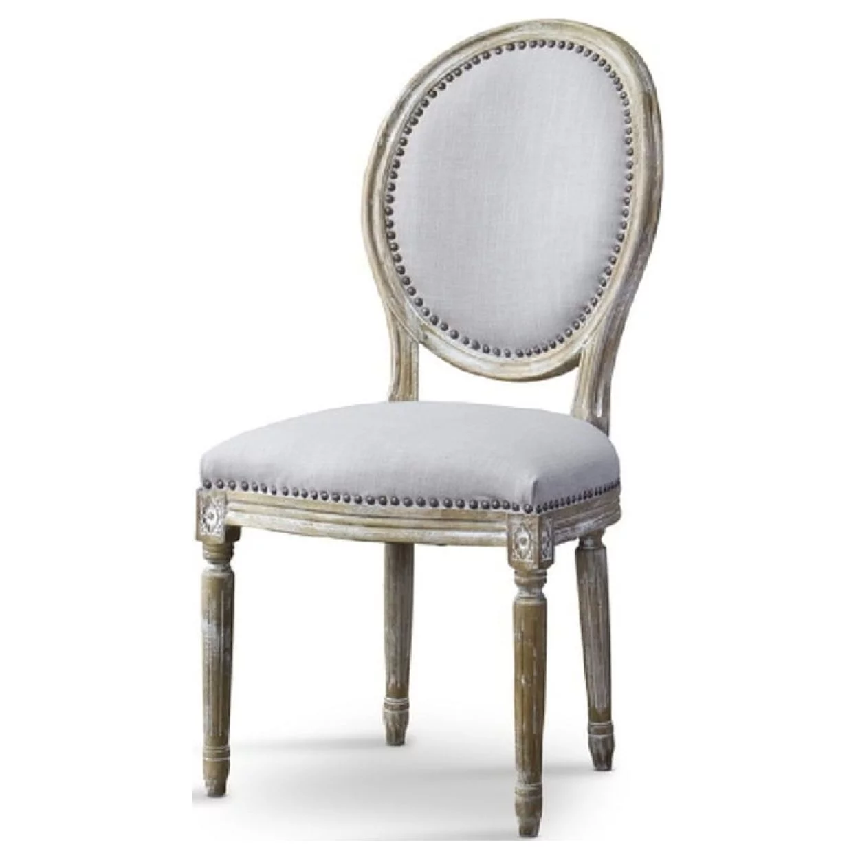 Baxton Studio Clairette Wood Traditional French Accent Chair-Round