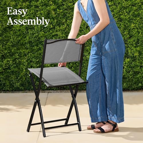 Best Choice Products 3-Piece Patio Bistro Dining Furniture Set w/Glass Tabletop, 2 Folding Chairs, Steel Frame, Polyester Fabric - Gray