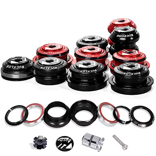 BUCKLOS 1-1/8 Bike Headset MTB Threadless 34 44 44-50.6 44-55 44-56 41.8-52mm, Straight Tapered Tube Mountain Bikes Road Bicycle Double Sealed Bearings Headsets, for Frame Fork Expander Plug Star Nut