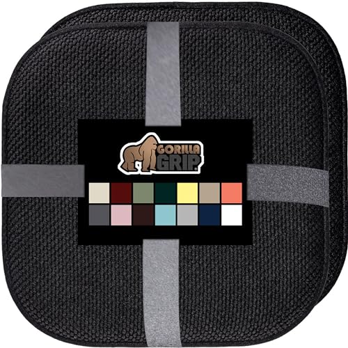 GORILLA GRIP Slip Resistant Chair Cushions, No Ties Required, Memory Foam Pads for Dining Room, Kitchen Table, Office, Rocking Chairs, Plush Seat Cover Cushion Pad, Home Decor, Set of 2 16x16, Beige