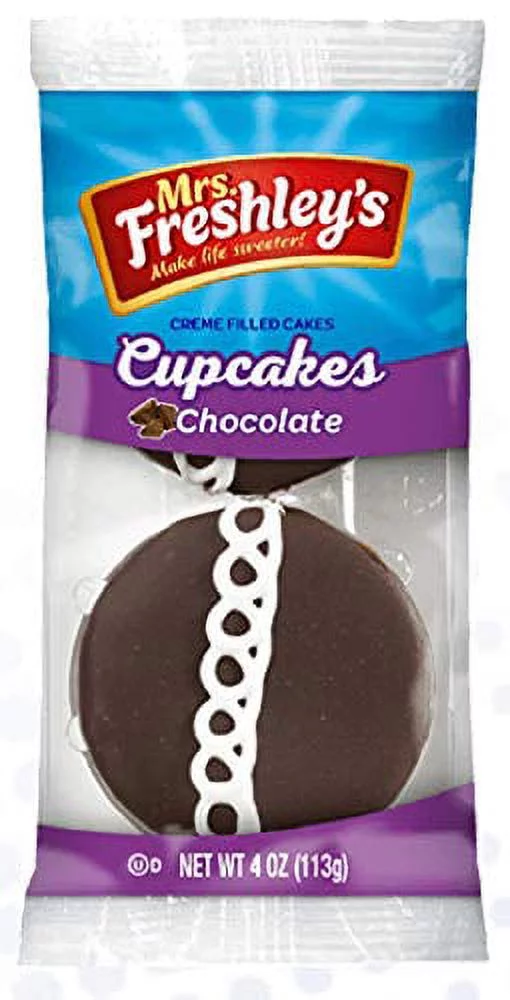 Mrs. Freshley's Cream Filled Chocolate Cupcakes 2-pack | 6 Count (12 pieces)