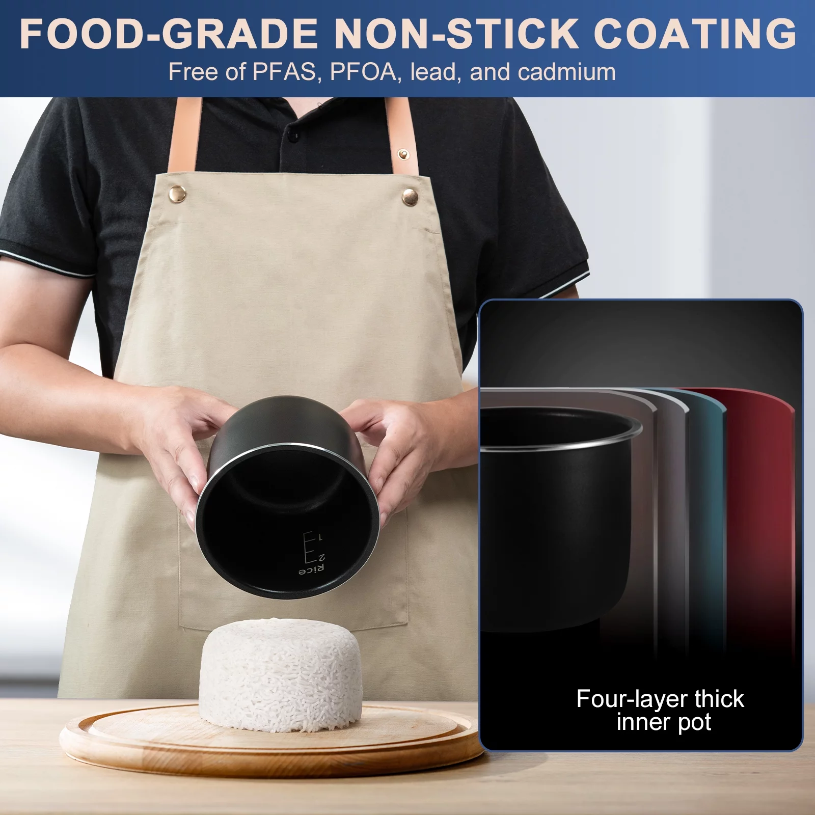 BEAR Rice Cooker 2 Cups Uncooked(4Cups Cooked), Small Rice Cooker Steamer with Removable Nonstick Pot, One Touch&Keep Warm Function, Mini Rice Cooker for Soup Stew Grain Oatmeal Veggie, Blue