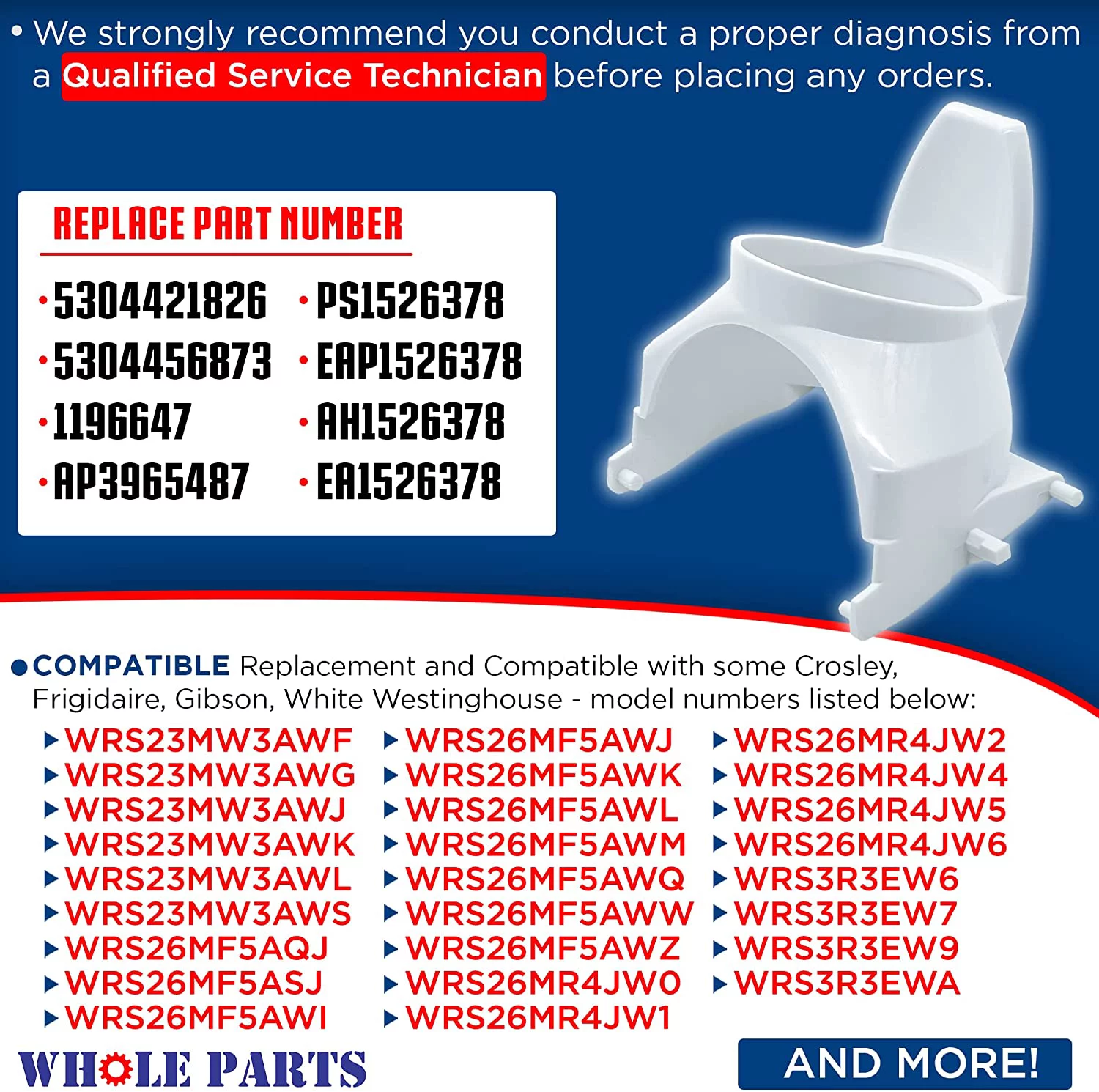 Whole Parts 241681901 Refrigerator Ice Actuator (White In Color) - Compatible with Frigidaire, Crosley, Gibson, White Westinghouse
