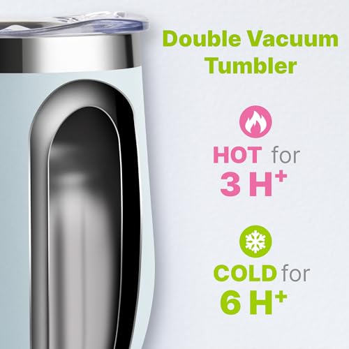 Tumbler with Lid and Straw-12 oz Stainless Steel Double Wall Vacuum Insulated Tumbler Cup with Handle (Canyon Red-Sky Blue)