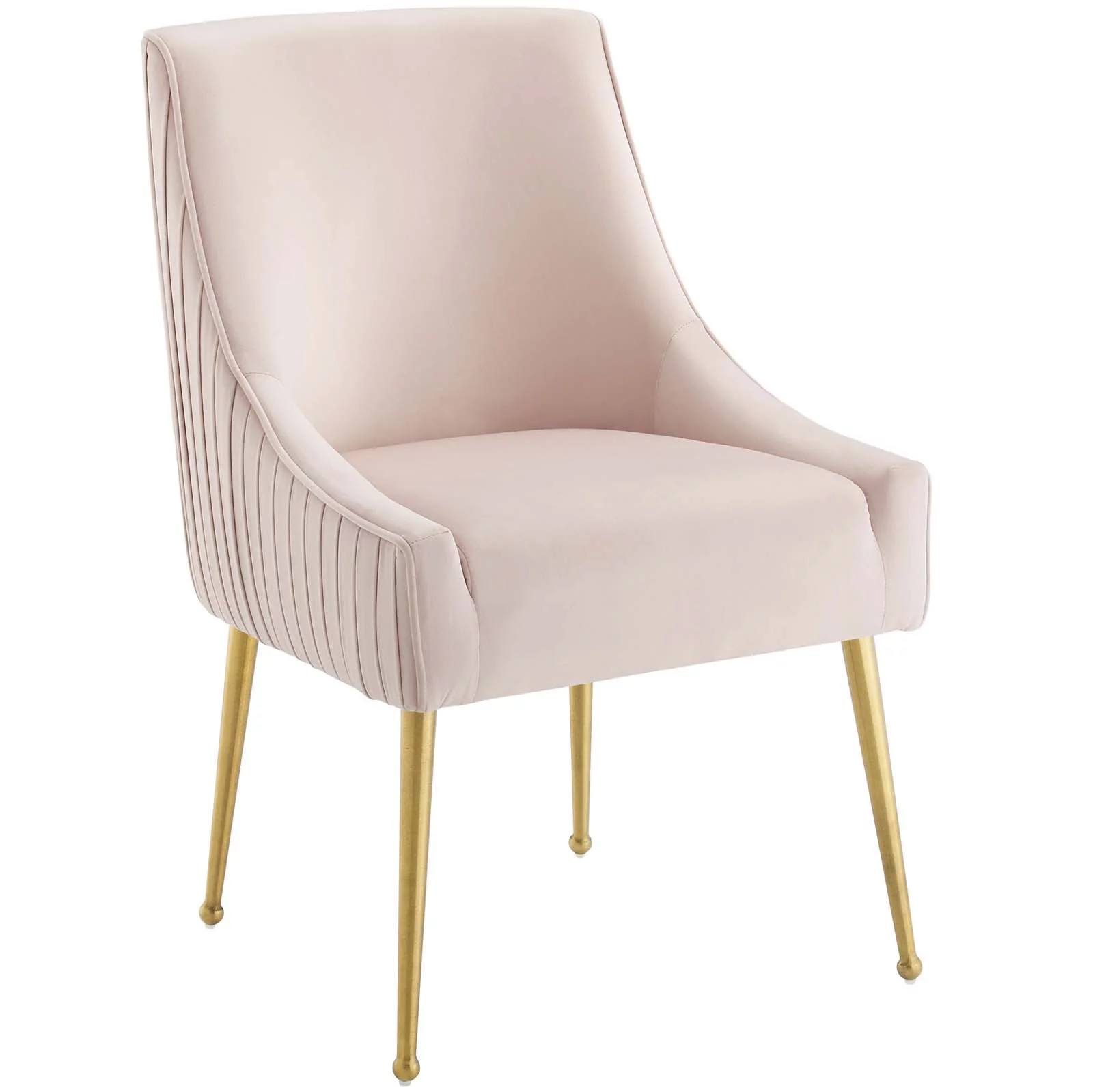 Modway Discern Pleated Back Upholstered Performance Velvet Dining Chair in Pink