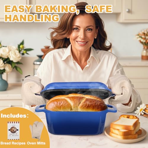 3.6QT Oval Enameled Cast Iron Dutch Oven, Sourdough Bread Baking Pan with Lid