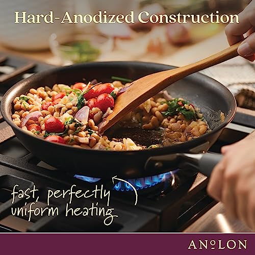 Anolon Advanced Hard Anodized Nonstick Saute Square Fry Pan with Helper Handle, 4 Quart, Graphite Gray,83862
