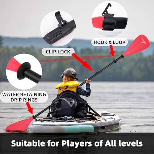 LEDONNE SUP Paddle 4-Piece Adjustable Kayak Paddle Floating Lightweight Paddle Board Oar with Aluminum Alloy Shaft and 2 Nylon Blades Best Price Based on Our 3 Million Sets Per Year 500 bought monthly