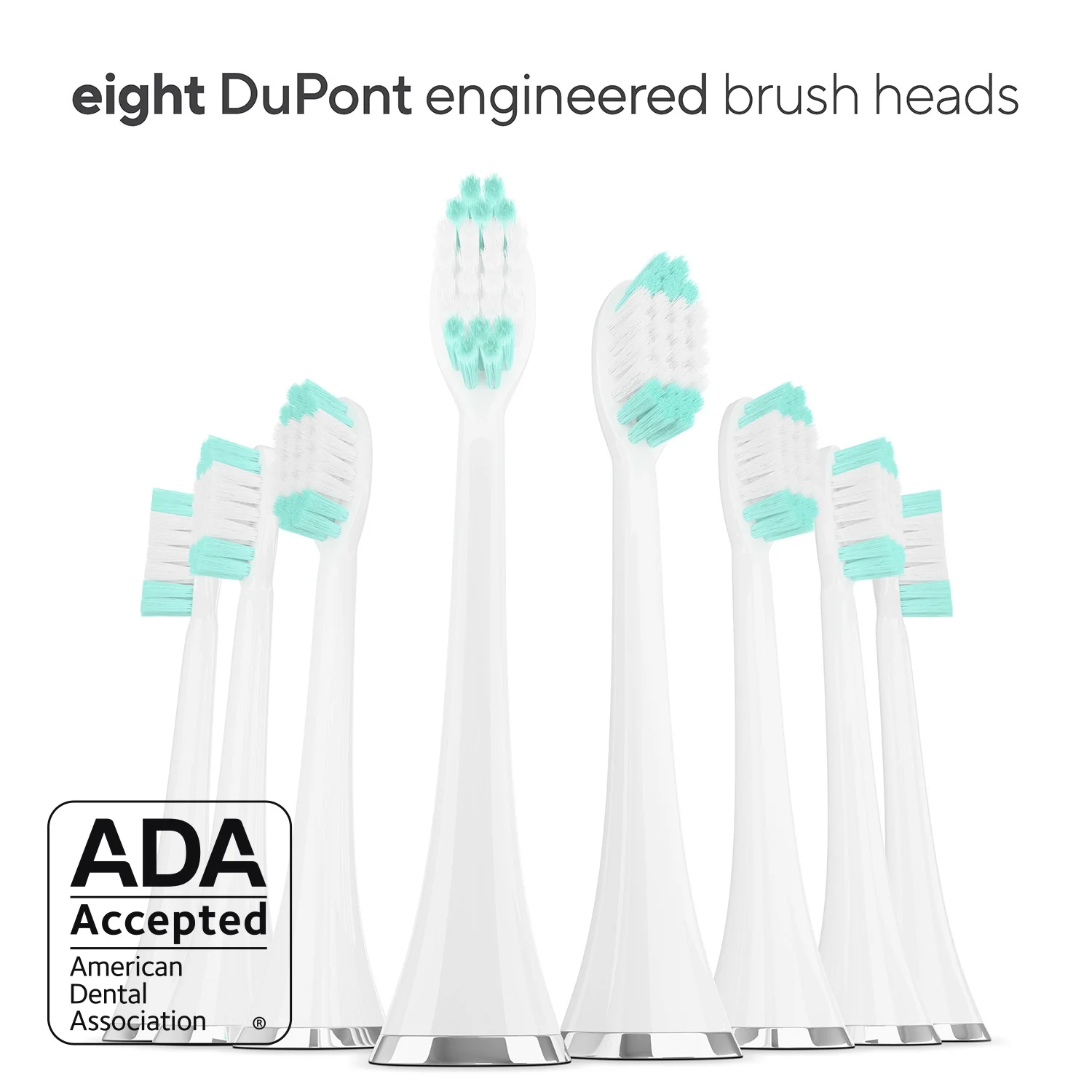 Aquasonic Vibe Series - ADA Accepted - Ultra Whitening Electric Toothbrush - 8 dupont brush heads & travel case