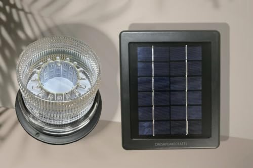Authentic Solar Powered LED Revolving Beacon for Lawn Lighthouses. Adjustable Speed. Automatic Dusk to Dawn Activation. Remote Solar Panel with 16 ft. Cord. Weatherproof.