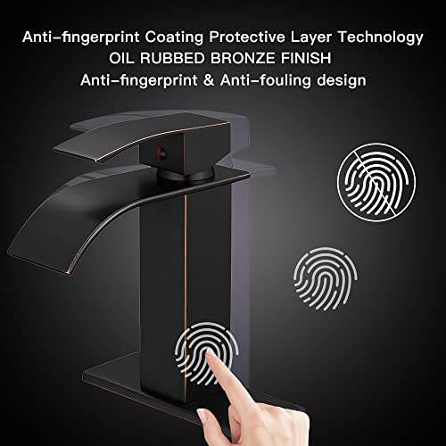 BWE Vessel Sink Faucet Modern Waterfall Chrome Single Hole Bathroom Faucet Single Handle with Pop up Drain Without Overflow Assembly Vanity Basin Bath Sink Faucets Mixer Tap