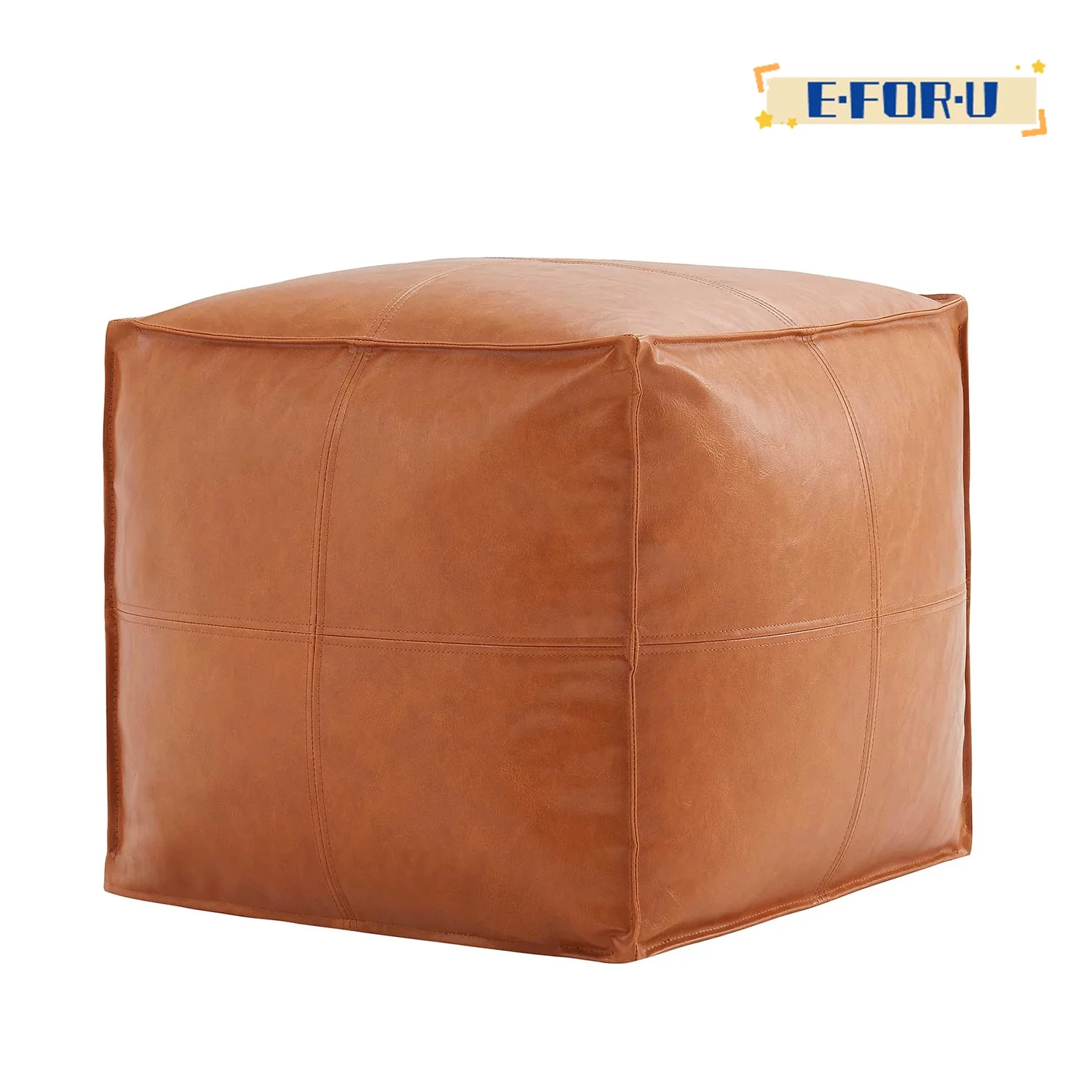Faux Leather Unstuffed Square Boho Moroccan Pouf Ottoman,
