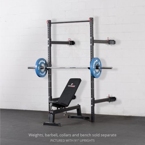 Titan Fitness T-3 Series 82-inch Wall Mounted Folding Power Rack, Space Savings Rack, Folds up to 5
