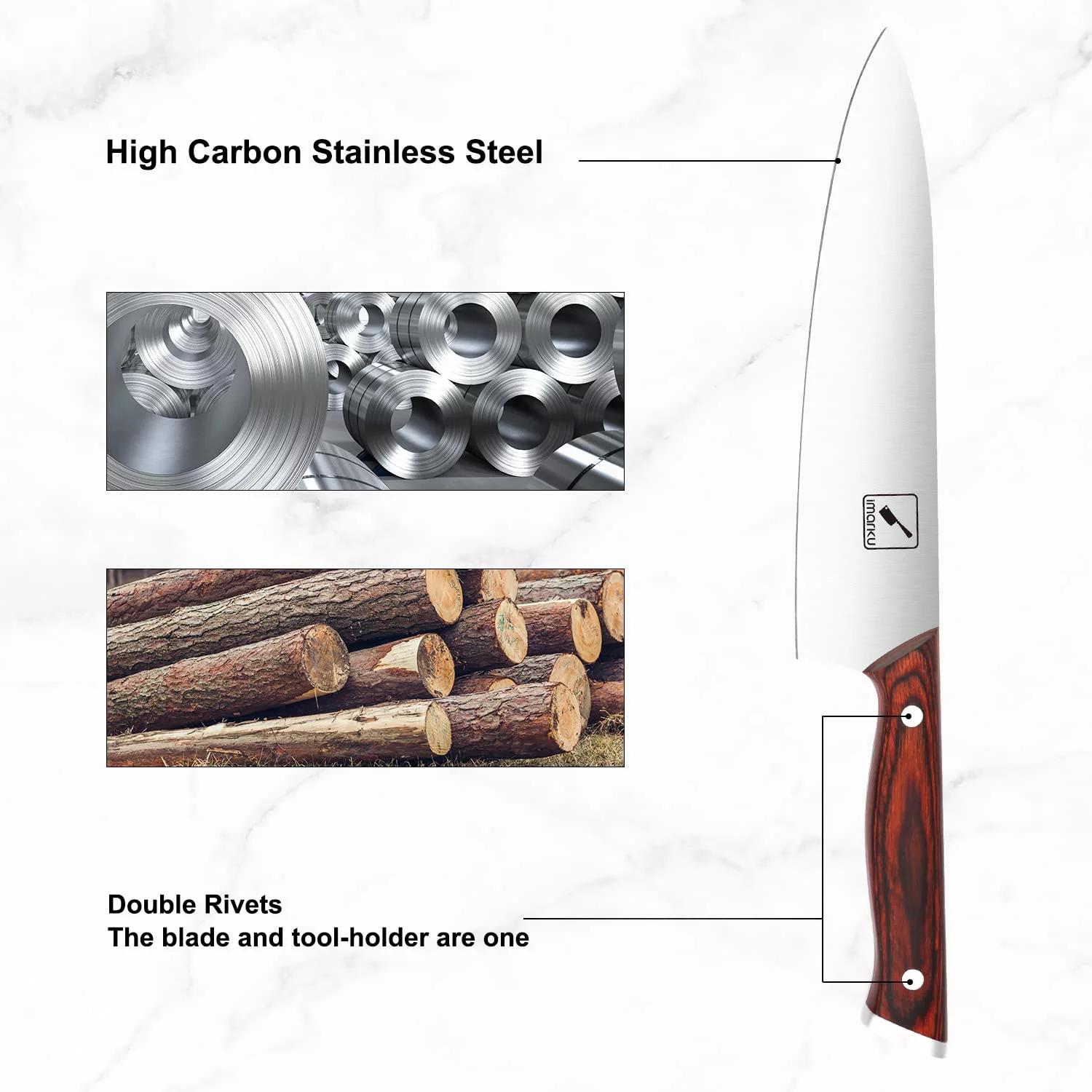 imarku | 16-Piece Knife Set Professional Japanese Kitchen Knife Set with Block German High Carbon Steel