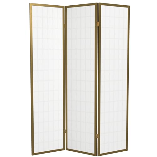 Red Lantern 6 ft. Tall Window Pane Shoji Screen-Natural-4 Panels Room Divider