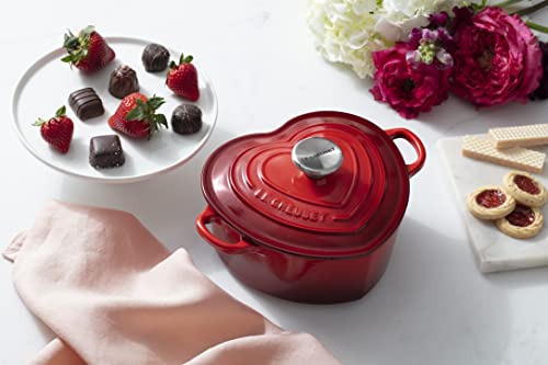 Le Creuset Signature Enameled Cast Iron Figural Heart Cocotte, 2 Quart, White with Stainless Steel Knob