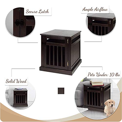 Casual Home Wooden Medium Pet Crate, End Table, Espresso