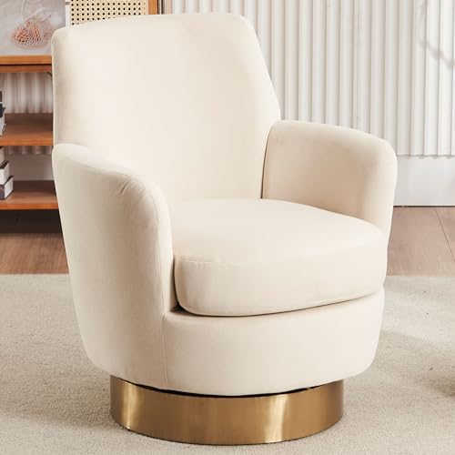 Swivel Barrel Chair Set of 2,Modern Velvet Upholstered Round Swivel Accent Chairs with Tall Backrest,360 Degree Single Sofa Chair Armchair for Living Room, Orange