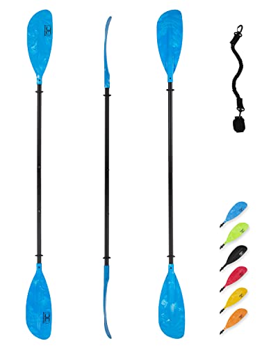 OCEANBROAD Adjustable Kayak Paddle 86in/220cm to 94in/240cm Kayaking Boating Canoeing Oar with Paddle Leash 1 Paddle