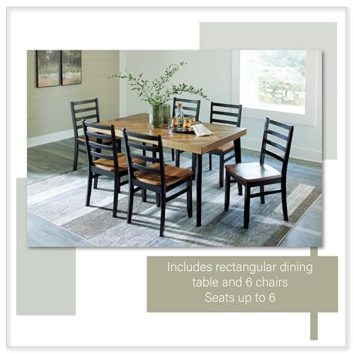 Signature Design by Ashley Caitbrook Rustic 7 Piece Dining Set, Include Table and 6 Chairs, Gray