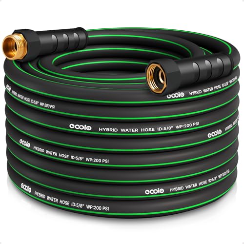 Heavy Duty Garden Hose 25ft, NON-EXPANDABLE Flexible Water Hose, Kink Resistant Lightweight Hybrid Hose, Leakproof Hose Male to Female Fittings