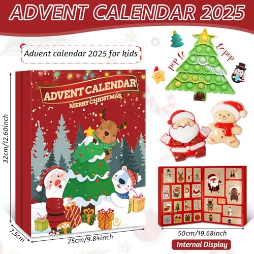Fidget Advent Calendars 2025 For Kids,24 Days of Surprises Fidget Toys, Christmas Countdown Advent Calendars,Xmas Party Favors Stocking Stuffer Gifts Sensory Toy Surprise Gifts For Boys Girls