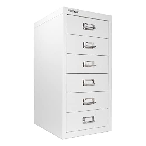 Bisley 10-Drawer Steel MultiDrawer Cabinet - Black, Chrome Pull Handles with Label Holders, Powder-Coated Steel, Removable Drawers, Fits Under Most Desks, Labels Included